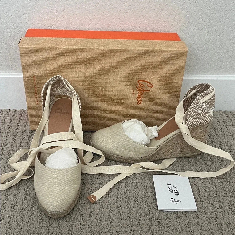 Castaner Cream Espadrille Wedge Shoes - Picture 3 of 8